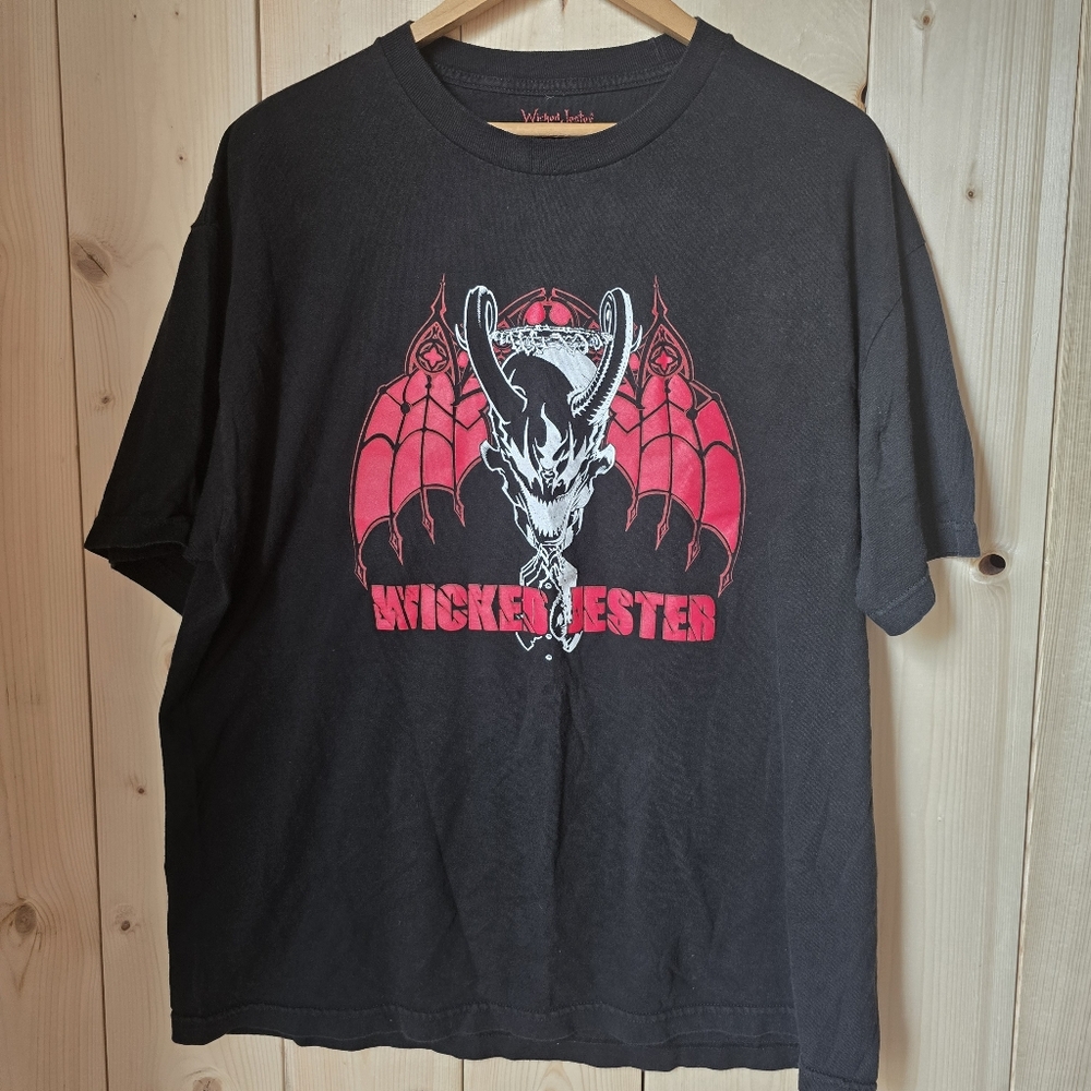 Wicked Jester Goth Halloween Short Sleeve T Shirt Black Mens XL